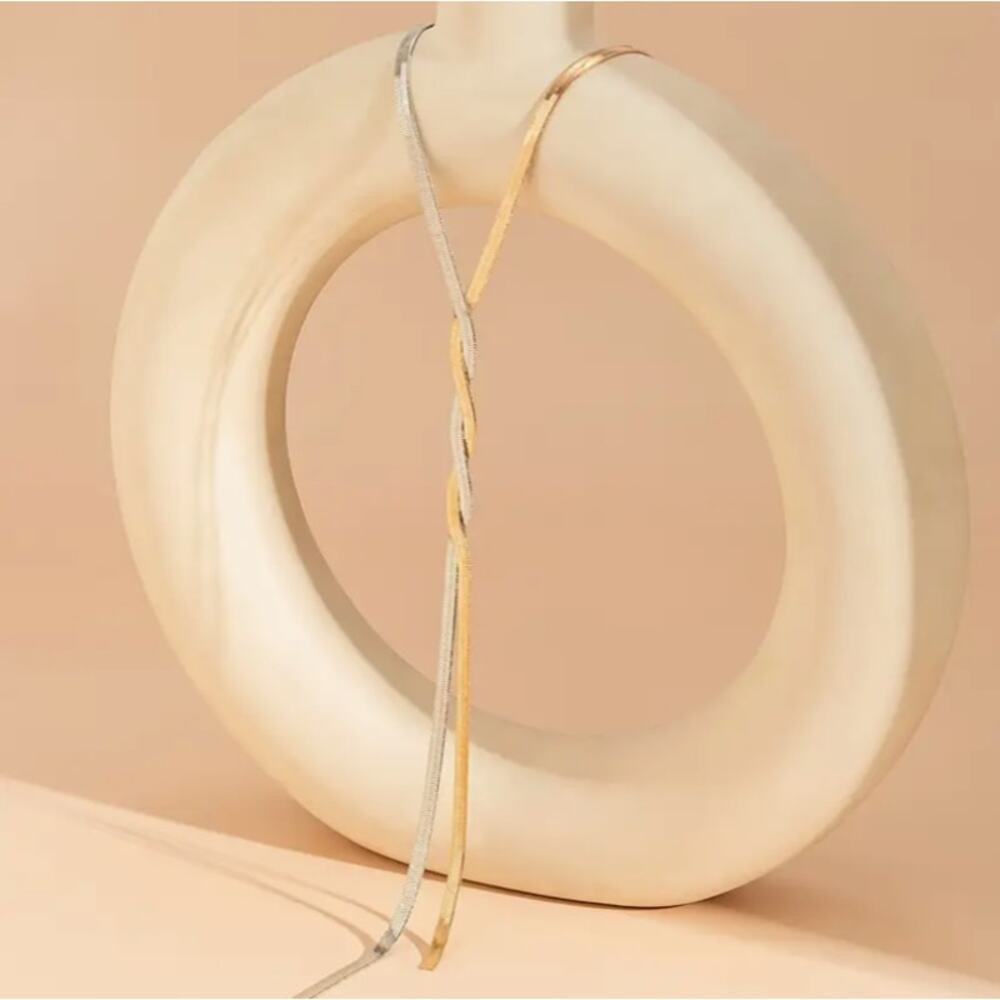 NEW - Spiral Gold/Silver Necklace, Long Necklace, Braided - Picture 2 of 2